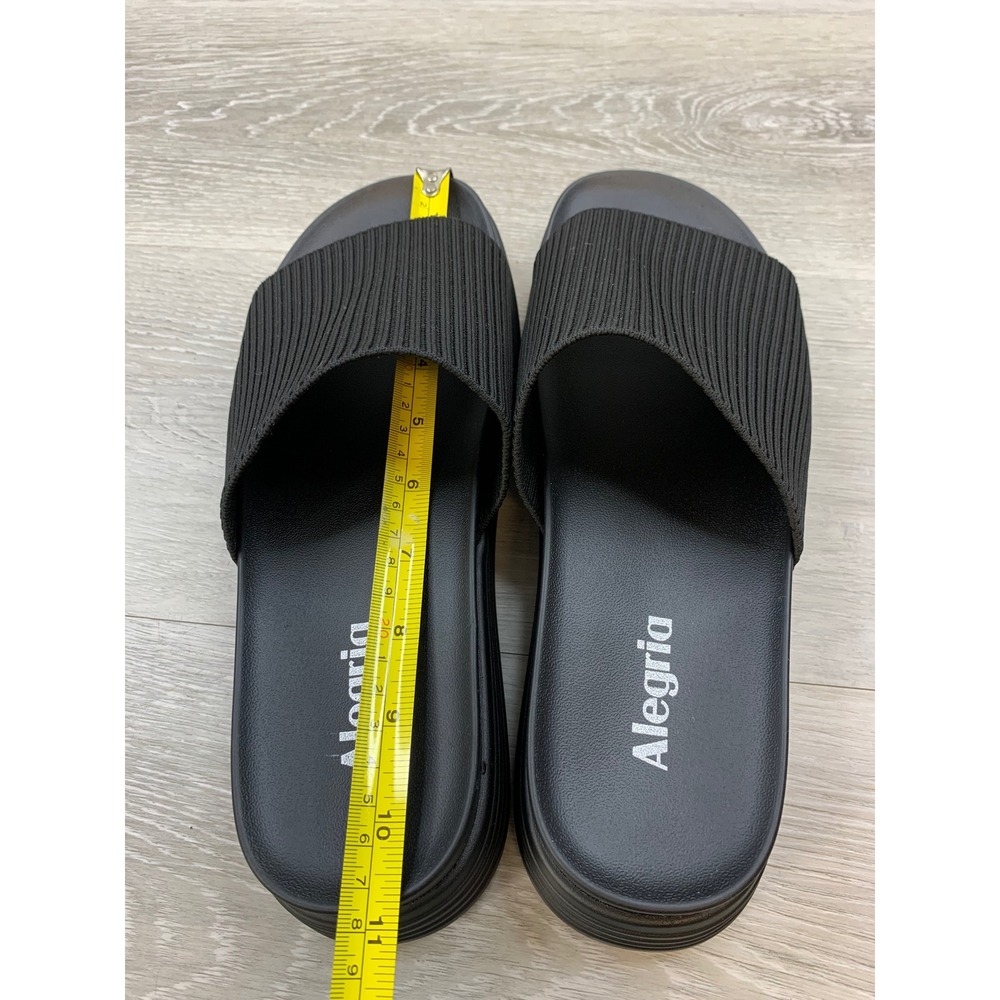 Alegria Women's Black Ribbed Textile Platform Slide Sandals 11.5 Comfort Shoes - Picture 9 of 11